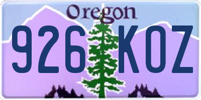 OR license plate 926KOZ