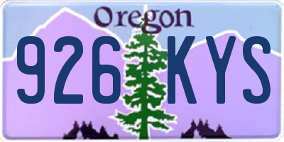 OR license plate 926KYS