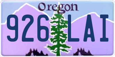 OR license plate 926LAI