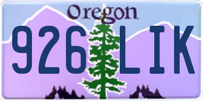 OR license plate 926LIK