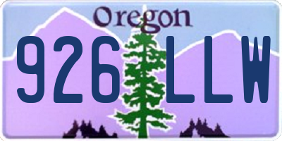 OR license plate 926LLW