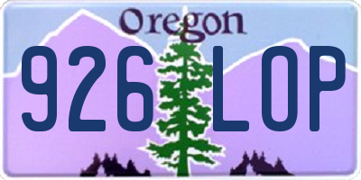 OR license plate 926LOP