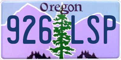 OR license plate 926LSP