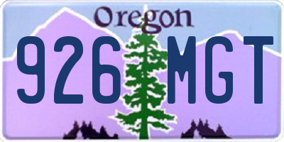 OR license plate 926MGT
