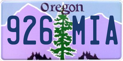 OR license plate 926MIA