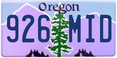 OR license plate 926MID