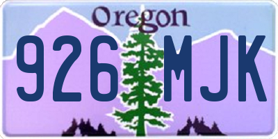 OR license plate 926MJK
