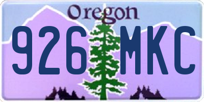 OR license plate 926MKC