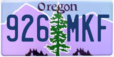 OR license plate 926MKF