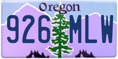 OR license plate 926MLW
