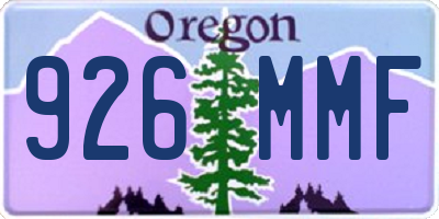 OR license plate 926MMF