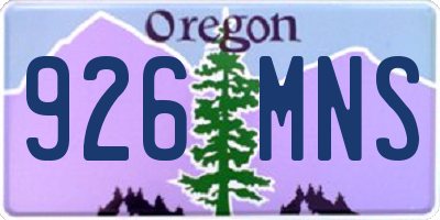 OR license plate 926MNS