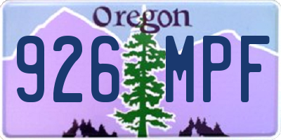 OR license plate 926MPF