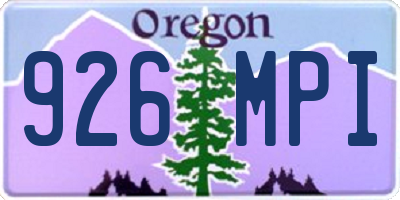 OR license plate 926MPI