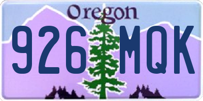 OR license plate 926MQK