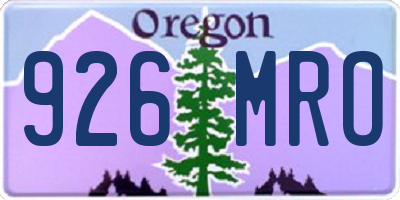 OR license plate 926MRO