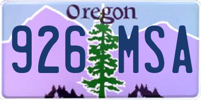 OR license plate 926MSA