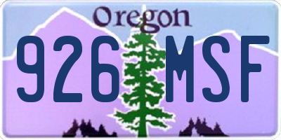 OR license plate 926MSF