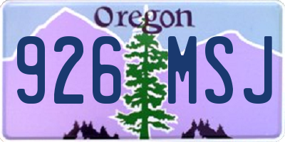 OR license plate 926MSJ