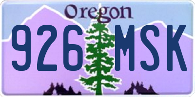 OR license plate 926MSK