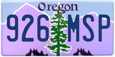 OR license plate 926MSP