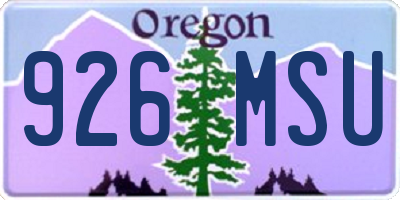 OR license plate 926MSU