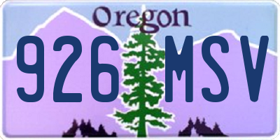 OR license plate 926MSV