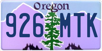 OR license plate 926MTK
