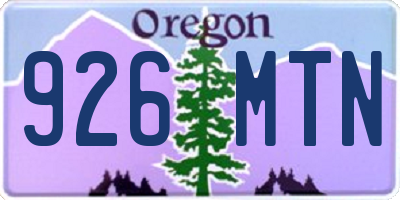 OR license plate 926MTN