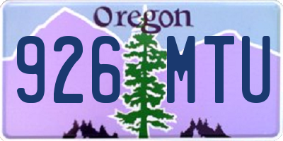 OR license plate 926MTU
