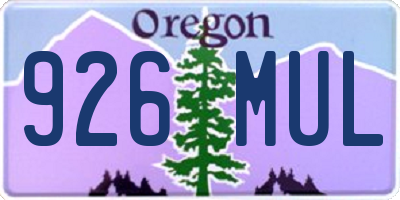 OR license plate 926MUL
