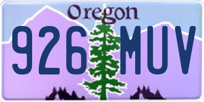 OR license plate 926MUV