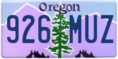 OR license plate 926MUZ