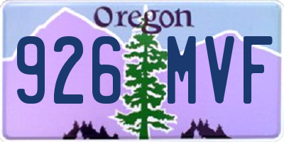 OR license plate 926MVF