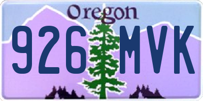 OR license plate 926MVK