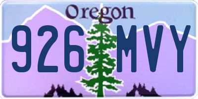 OR license plate 926MVY