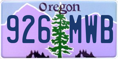 OR license plate 926MWB