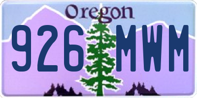 OR license plate 926MWM