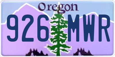 OR license plate 926MWR