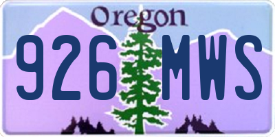 OR license plate 926MWS