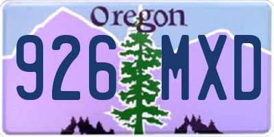 OR license plate 926MXD