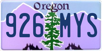 OR license plate 926MYS