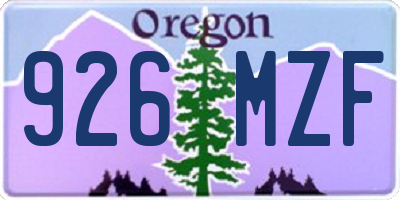OR license plate 926MZF