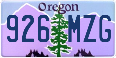 OR license plate 926MZG