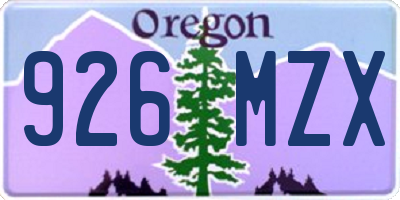 OR license plate 926MZX