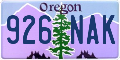 OR license plate 926NAK