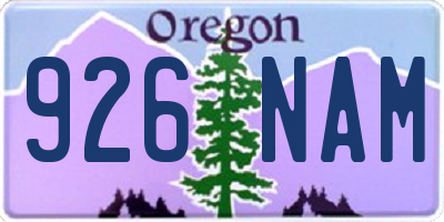 OR license plate 926NAM