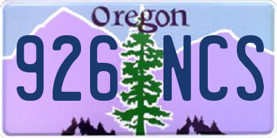 OR license plate 926NCS
