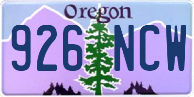 OR license plate 926NCW