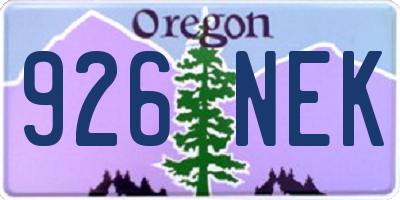 OR license plate 926NEK